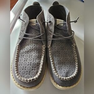 HEY DUDE Womens Wendy Mid Suede Boho Grey Slip-On Comfort Shoe